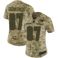 Nike New England Patriots #87 Rob Gronkowski Camo Women's Stitched NFL Limited 2018 Salute to Service Jersey