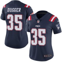 Nike New England Patriots #35 Kyle Dugger Navy Blue Women's Stitched NFL Limited Rush Jersey