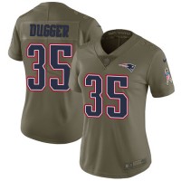 Nike New England Patriots #35 Kyle Dugger Olive Women's Stitched NFL Limited 2017 Salute To Service Jersey