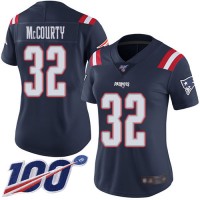 Nike New England Patriots #32 Devin McCourty Navy Blue Women's Stitched NFL Limited Rush 100th Season Jersey