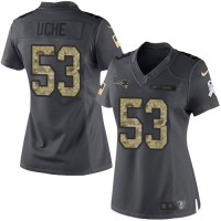 Nike New England Patriots #53 Josh Uche Black Women's Stitched NFL Limited 2016 Salute to Service Jersey