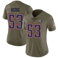 Nike New England Patriots #53 Josh Uche Olive Women's Stitched NFL Limited 2017 Salute To Service Jersey