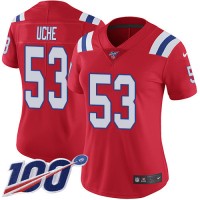 Nike New England Patriots #53 Josh Uche Red Alternate Women's Stitched NFL 100th Season Vapor Untouchable Limited Jersey