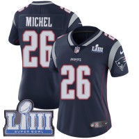 Nike New England Patriots #26 Sony Michel Navy Blue Team Color Super Bowl LIII Bound Women's Stitched NFL Vapor Untouchable Limited Jersey