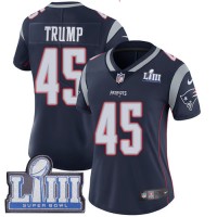 Nike New England Patriots #45 Donald Trump Navy Blue Team Color Super Bowl LIII Bound Women's Stitched NFL Vapor Untouchable Limited Jersey