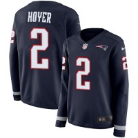 Nike New England Patriots #2 Brian Hoyer Navy Blue Team Color Women's Stitched NFL Limited Therma Long Sleeve Jersey