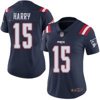 Nike New England Patriots #15 N'Keal Harry Navy Blue Women's Stitched NFL Limited Rush Jersey