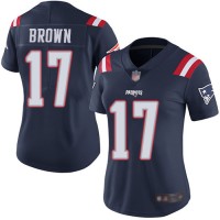 Nike New England Patriots #17 Antonio Brown Navy Blue Women's Stitched NFL Limited Rush Jersey