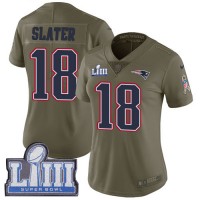 Nike New England Patriots #18 Matt Slater Olive Super Bowl LIII Bound Women's Stitched NFL Limited 2017 Salute to Service Jersey