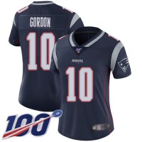 Nike New England Patriots #10 Josh Gordon Navy Blue Team Color Women's Stitched NFL 100th Season Vapor Limited Jersey