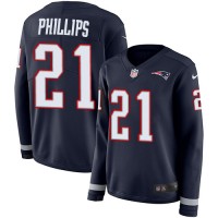 Nike New England Patriots #21 Adrian Phillips Navy Blue Team Color Women's Stitched NFL Limited Therma Long Sleeve Jersey
