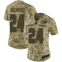 Nike New England Patriots #24 Stephon Gilmore Camo Women's Stitched NFL Limited 2018 Salute to Service Jersey
