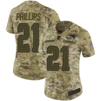Nike New England Patriots #21 Adrian Phillips Camo Women's Stitched NFL Limited 2018 Salute To Service Jersey