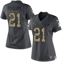 Nike New England Patriots #21 Adrian Phillips Black Women's Stitched NFL Limited 2016 Salute to Service Jersey