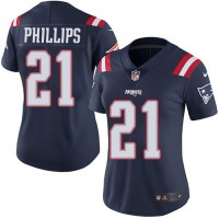 Nike New England Patriots #21 Adrian Phillips Navy Blue Women's Stitched NFL Limited Rush Jersey