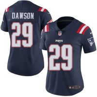 Nike New England Patriots #29 Duke Dawson Navy Blue Women's Stitched NFL Limited Rush Jersey