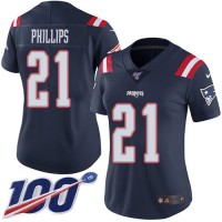 Nike New England Patriots #21 Adrian Phillips Navy Blue Women's Stitched NFL Limited Rush 100th Season Jersey