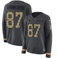 Nike New England Patriots #87 Rob Gronkowski Anthracite Salute to Service Women's Stitched NFL Limited Therma Long Sleeve Jersey