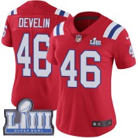 Nike New England Patriots #46 James Develin Red Alternate Super Bowl LIII Bound Women's Stitched NFL Vapor Untouchable Limited Jersey