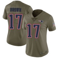 Nike New England Patriots #17 Antonio Brown Olive Women's Stitched NFL Limited 2017 Salute to Service Jersey