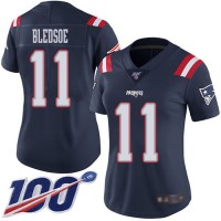 Nike New England Patriots #11 Drew Bledsoe Navy Blue Women's Stitched NFL Limited Rush 100th Season Jersey