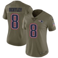 Nike New England Patriots #8 Ja'Whaun Bentley Olive Women's Stitched NFL Limited 2017 Salute To Service Jersey