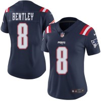 Nike New England Patriots #8 Ja'Whaun Bentley Navy Blue Women's Stitched NFL Limited Rush Jersey