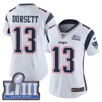 Nike New England Patriots #13 Phillip Dorsett White Super Bowl LIII Bound Women's Stitched NFL Vapor Untouchable Limited Jersey