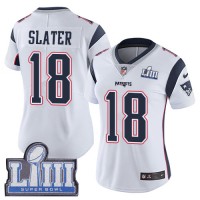 Nike New England Patriots #18 Matt Slater White Super Bowl LIII Bound Women's Stitched NFL Vapor Untouchable Limited Jersey