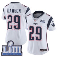Nike New England Patriots #29 Duke Dawson White Super Bowl LIII Bound Women's Stitched NFL Vapor Untouchable Limited Jersey