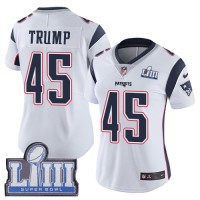 Nike New England Patriots #45 Donald Trump White Super Bowl LIII Bound Women's Stitched NFL Vapor Untouchable Limited Jersey