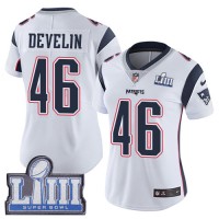 Nike New England Patriots #46 James Develin White Super Bowl LIII Bound Women's Stitched NFL Vapor Untouchable Limited Jersey