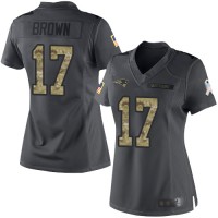 Nike New England Patriots #17 Antonio Brown Black Women's Stitched NFL Limited 2016 Salute to Service Jersey