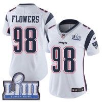 Nike New England Patriots #98 Trey Flowers White Super Bowl LIII Bound Women's Stitched NFL Vapor Untouchable Limited Jersey