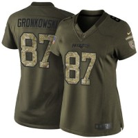 Nike New England Patriots #87 Rob Gronkowski Green Women's Stitched NFL Limited 2015 Salute to Service Jersey