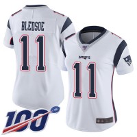 Nike New England Patriots #11 Drew Bledsoe White Women's Stitched NFL 100th Season Vapor Limited Jersey