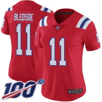 Nike New England Patriots #11 Drew Bledsoe Red Alternate Women's Stitched NFL 100th Season Vapor Limited Jersey