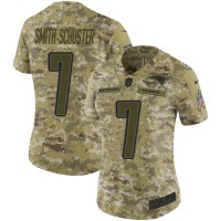 Nike New England Patriots #7 JuJu Smith-Schuster Camo Women's Stitched NFL Limited 2018 Salute To Service Jersey