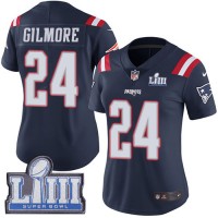 Nike New England Patriots #24 Stephon Gilmore Navy Blue Super Bowl LIII Bound Women's Stitched NFL Limited Rush Jersey