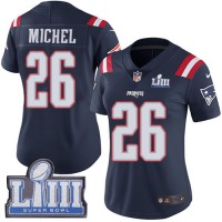 Nike New England Patriots #26 Sony Michel Navy Blue Super Bowl LIII Bound Women's Stitched NFL Limited Rush Jersey