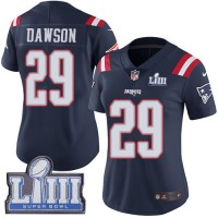 Nike New England Patriots #29 Duke Dawson Navy Blue Super Bowl LIII Bound Women's Stitched NFL Limited Rush Jersey