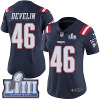 Nike New England Patriots #46 James Develin Navy Blue Super Bowl LIII Bound Women's Stitched NFL Limited Rush Jersey
