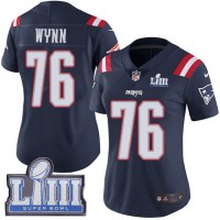 Nike New England Patriots #76 Isaiah Wynn Navy Blue Super Bowl LIII Bound Women's Stitched NFL Limited Rush Jersey