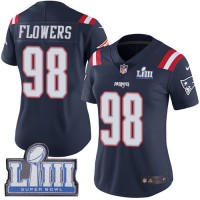 Nike New England Patriots #98 Trey Flowers Navy Blue Super Bowl LIII Bound Women's Stitched NFL Limited Rush Jersey