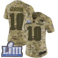 Nike New England Patriots #10 Josh Gordon Camo Super Bowl LIII Bound Women's Stitched NFL Limited 2018 Salute to Service Jersey