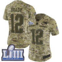 Nike New England Patriots #12 Tom Brady Camo Super Bowl LIII Bound Women's Stitched NFL Limited 2018 Salute to Service Jersey