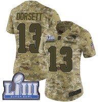 Nike New England Patriots #13 Phillip Dorsett Camo Super Bowl LIII Bound Women's Stitched NFL Limited 2018 Salute to Service Jersey