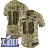 Nike New England Patriots #18 Matt Slater Camo Super Bowl LIII Bound Women's Stitched NFL Limited 2018 Salute to Service Jersey