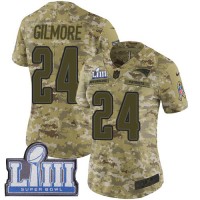 Nike New England Patriots #24 Stephon Gilmore Camo Super Bowl LIII Bound Women's Stitched NFL Limited 2018 Salute to Service Jersey
