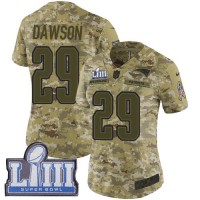 Nike New England Patriots #29 Duke Dawson Camo Super Bowl LIII Bound Women's Stitched NFL Limited 2018 Salute to Service Jersey